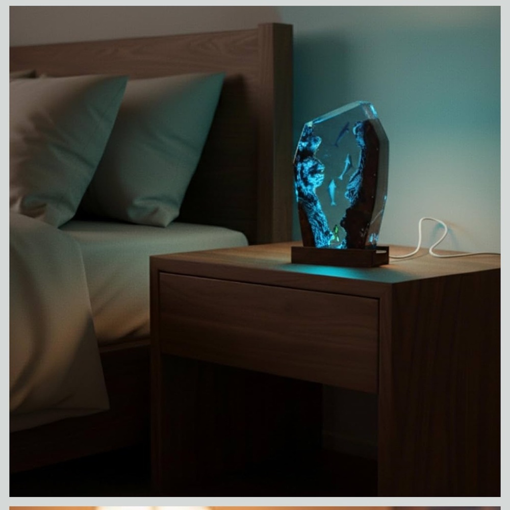 Dolphin 3D Sculpture Ocean Scene Resin Sculpture with Dolphins Lamp Sea FC3 - Picture 6 of 11